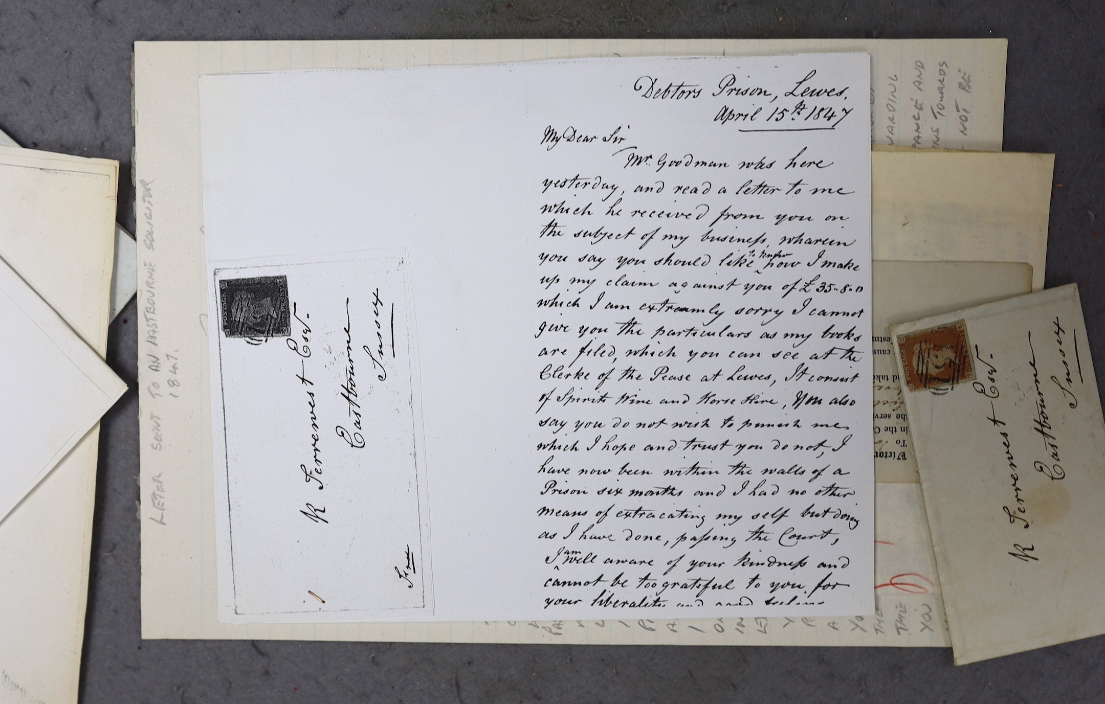 Ephemera: Covers and Letters from Lewes Debtors Prison to His Solicitor